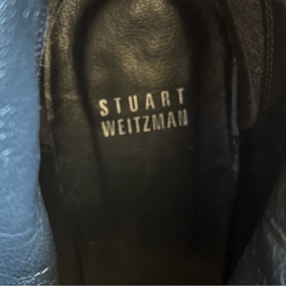 Stuart Weitzman Ankle Boots 8.5 Black Leather Studded Rocker Moto Grunge 3” Heel - Picture 10 of 12
